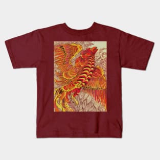 Black Fire Phoenix Kids T-Shirt